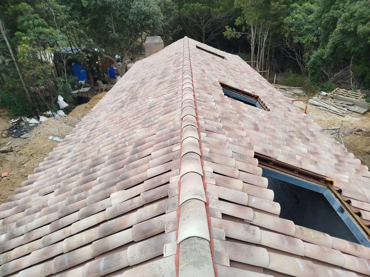 Completed canal-tile roof
